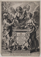 KG 17975
          <br/>
          Titelpagina van 'De symbolis heroicis' van Silvester Petra Sancta
          <br/>
          <em>Galle, Cornelis I (1576-1650)</em>